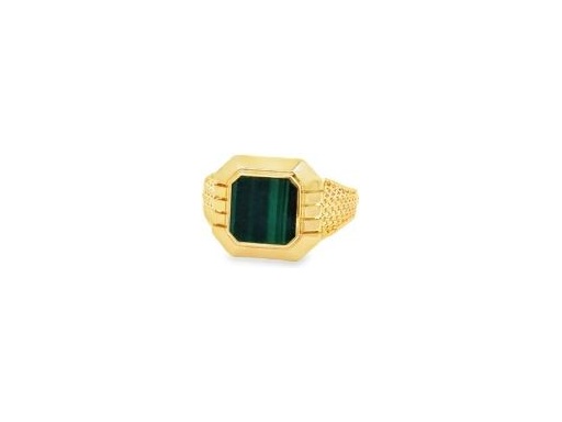 18K Yellow Gold Malachite Ring